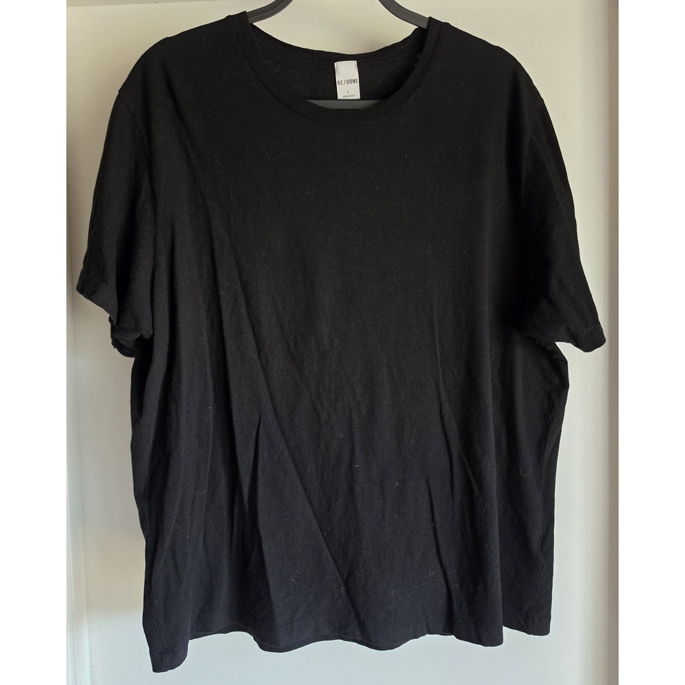 RE/DONE Women's Black 100% Cotton Crew Neck T-Shirt Size L Short Sleeve Tee - Picture 1 of 6